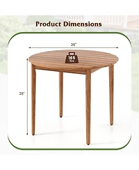 Slickblue Acacia Wood Round Outdoor Dining Table for 4 People