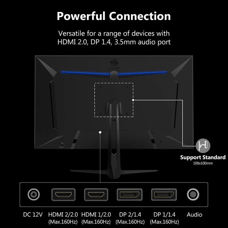 Z-edge G274K 27" 4K Uhd 3840 x 2160 160 Hz 1 ms Ips Gaming Monitor, 1.07 Billion Color, 450cd/m², FreeSync, Hdmi x 2, Dp x 2
