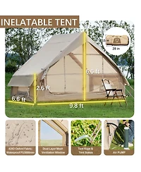 Gouun Inflatable 4 to 6 Person Glamping Tent with Pump and Mesh Windows