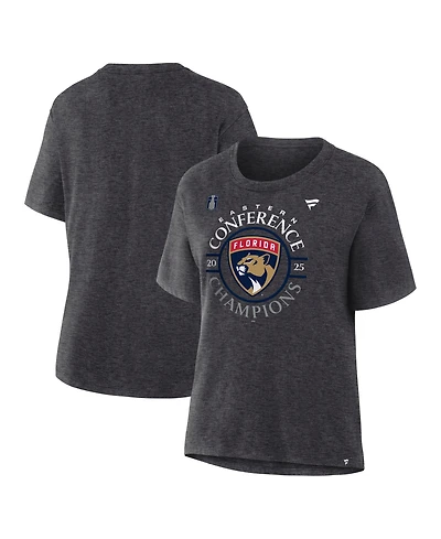 Fanatics Women's Heather Charcoal Florida Panthers 2025 Nhl Eastern Conference Champions Locker Room T-Shirt