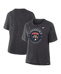 Fanatics Women's Heather Charcoal Florida Panthers 2025 Nhl Eastern Conference Champions Locker Room T-Shirt