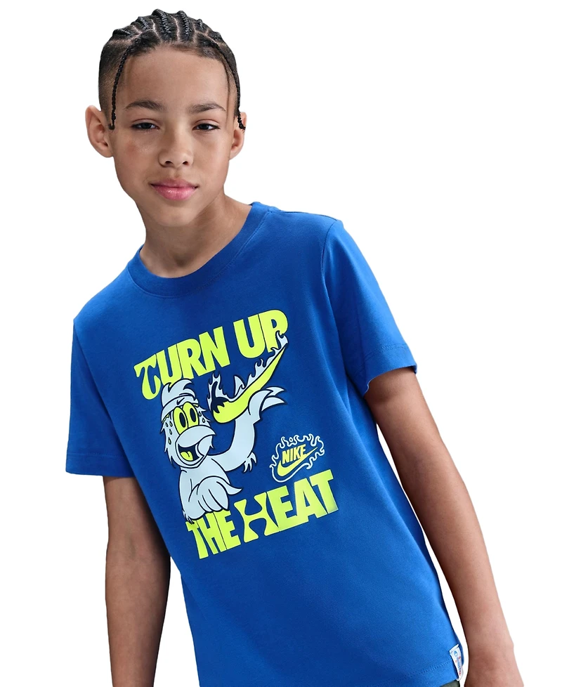 Nike Big Kids Sportswear Turn Up The Heat Graphic Cotton T-Shirt