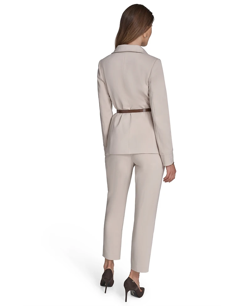Halston Women's Faux-Leather Belted Stand-Collar Jacket