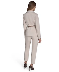 Halston Women's Faux-Leather Belted Stand-Collar Jacket