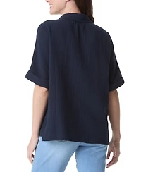 Gloria Vanderbilt Women's Cotton Callista Roll-Tab Textured Top