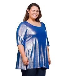 24seven Comfort Apparel Plus Scoop Neck Flared Tunic Top