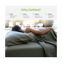 Cariloha Resort 4-Piece Sateen Sheet Set | Ocean Mist Split King Viscose Material Thermal-Regulating, Extra Soft Cooling Sheets