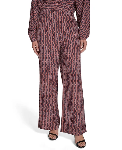 Halston Women's Commuter Printed Wide-Leg Pants