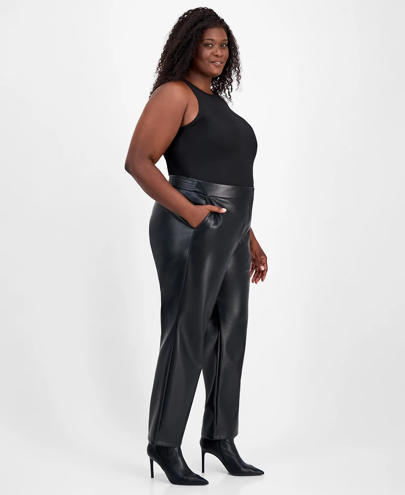 Bar Iii Trendy Plus Faux-Leather Pants, Macy's Exclusive