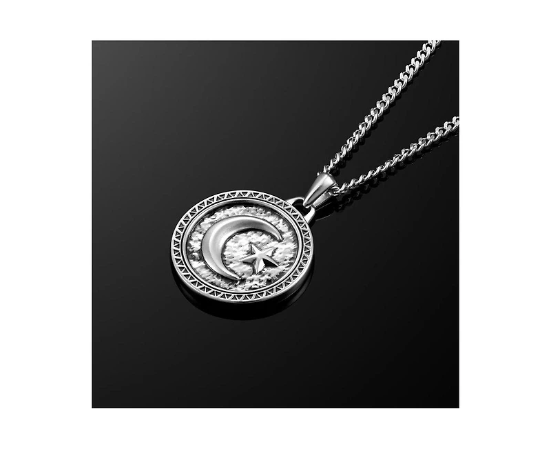 Vincero Men's Star & Crescent Amulet – 925 Sterling Silver Coin
