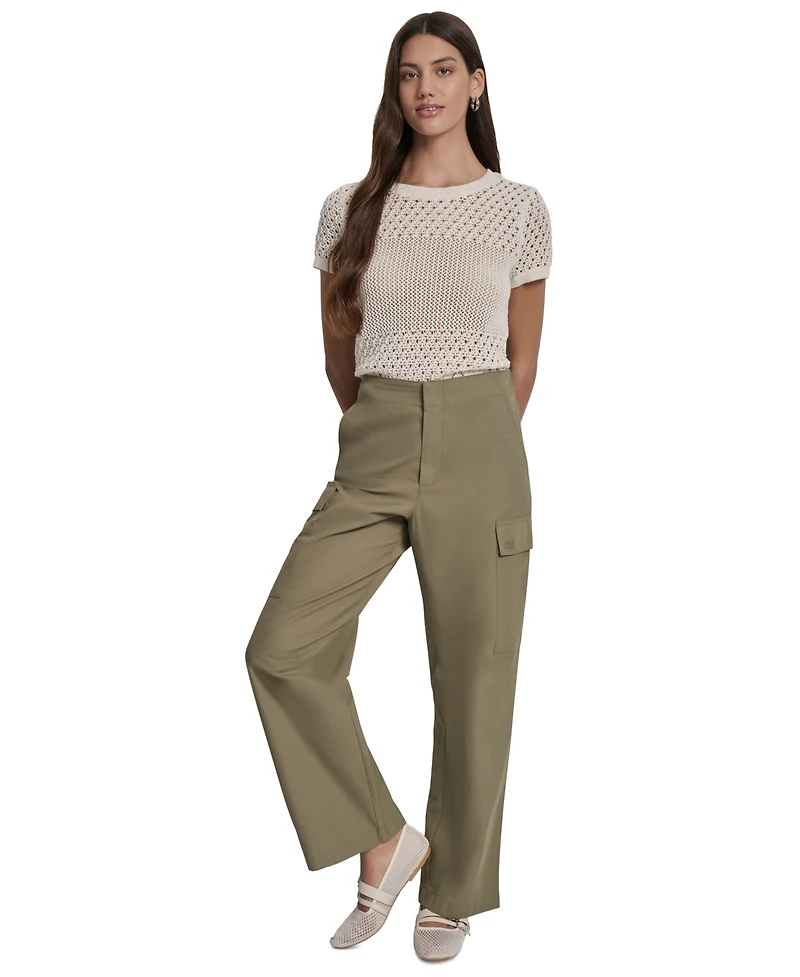 Dkny Jeans Women's High Rise Straight Leg Cargo Pants