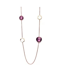 Sterling Silver Extra long 18K Rose Gold Plated Purple Cubic Zirconia Charm Necklace