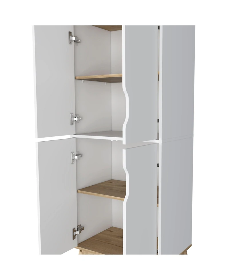 Depot E-shop Dahoon Double Kitchen Pantry Double Kitchen Pantry, Double Door Cabinet, Four Shelves, Light Oak / White