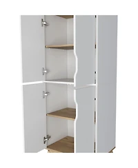 Depot E-shop Dahoon Double Kitchen Pantry Double Kitchen Pantry, Double Door Cabinet, Four Shelves, Light Oak / White