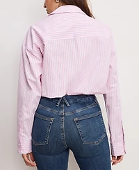 Good American Women's Button-Front Poplin Bubble Shirt