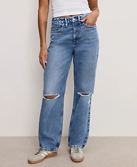 Good American Women's Cotton 90s High-Rise Relaxed Distress Jeans