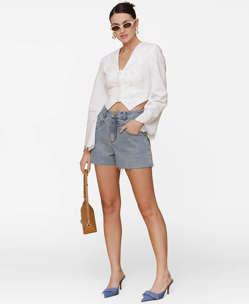 Avec Les Filles Women's Cotton Eyelet Vest-Style Top
