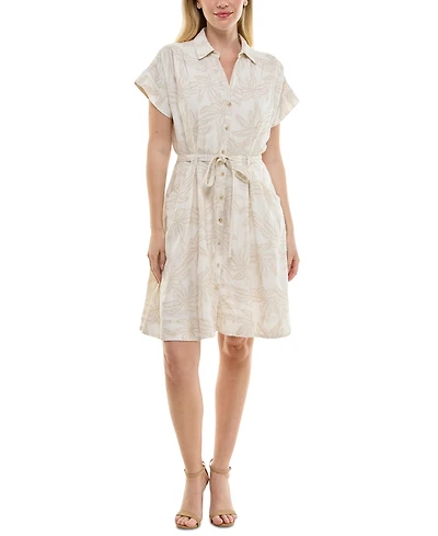 Taylor Women's Short-Sleeve Sash-Tie A-Line Dress