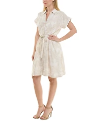 Taylor Women's Short-Sleeve Sash-Tie A-Line Dress