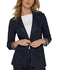 Liverpool Los Angeles Women's Floral Denim Boyfriend Blazer