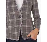 Liverpool Los Angeles Women's Collarless Fray-Trim Fitted Blazer