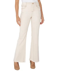 Liverpool Los Angeles Women's Gia Glider Mid-Rise Flare Fray-Hem Jeans