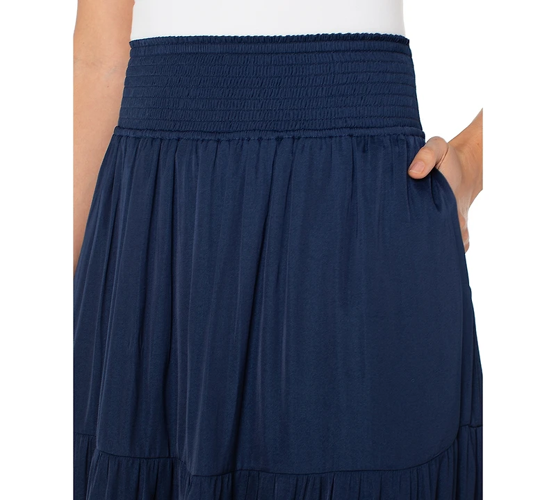 Liverpool Los Angeles Women's Tiered Woven Maxi Skirt