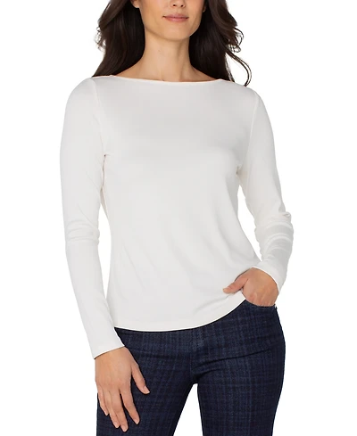 Liverpool Los Angeles Women's Boat-Neck Long-Sleeve Knit Top