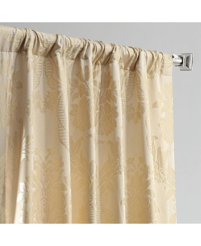 Half Price Drapes Magdelena Champagne Beige Damask Faux Silk Jacquard Room Darkening Curtain