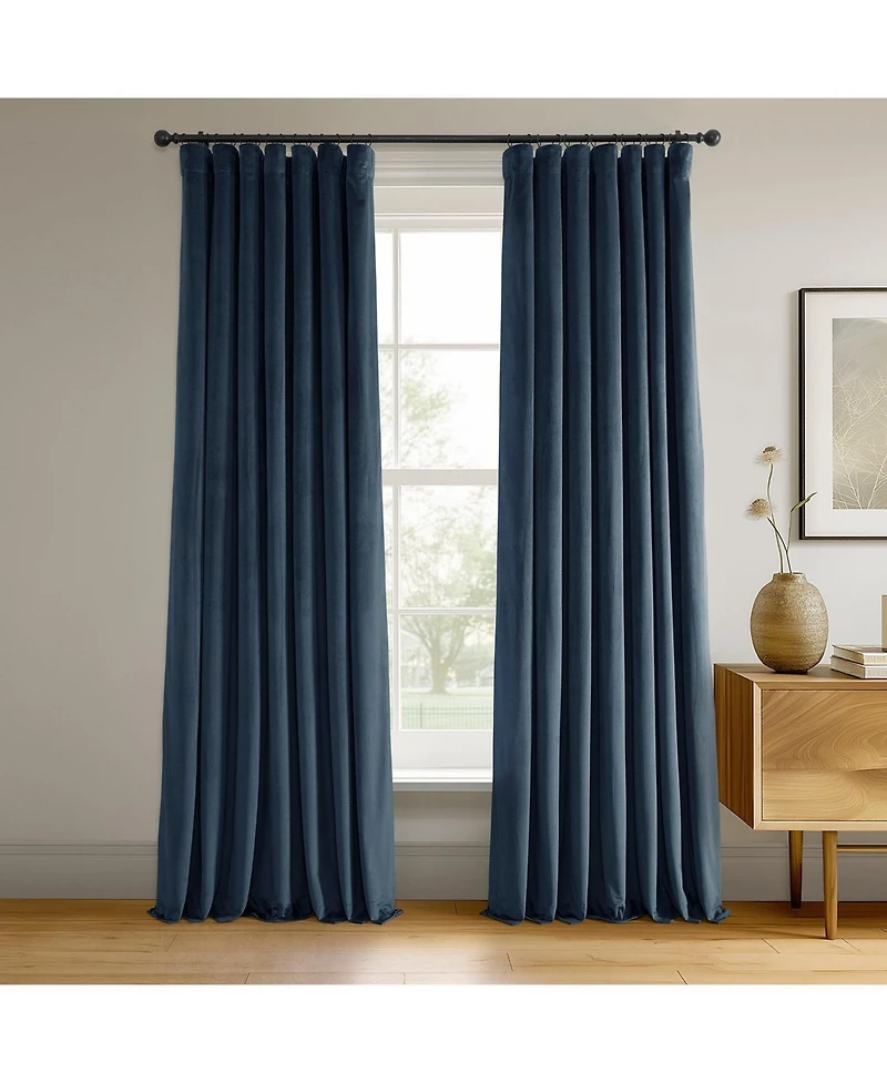 Half Price Drapes Midnight Blue Signature Velvet Blackout Curtain