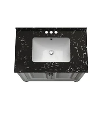30" Bathroom Vanity with Marbel Undermount Sink and Glass Shelves Storage Cabinet