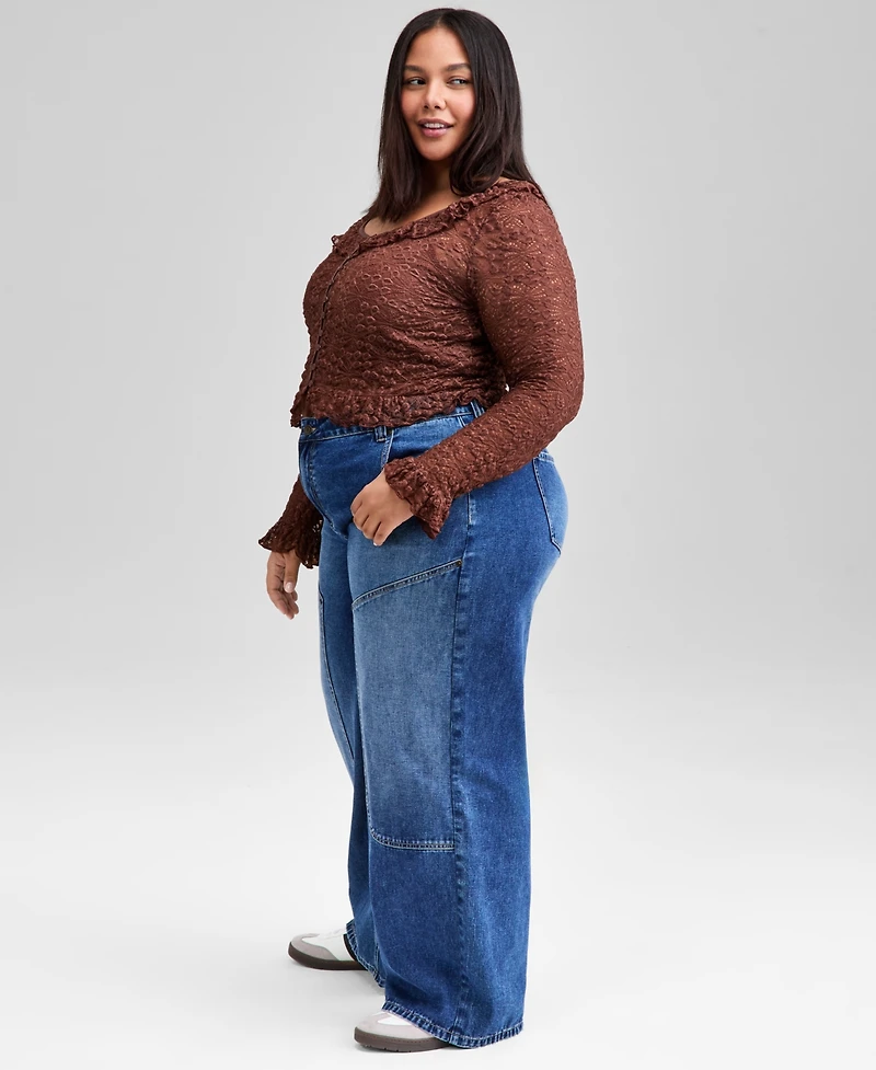 And Now This Trendy Plus Cotton High-Rise Straight-Leg Jeans, Macy's Exclusive