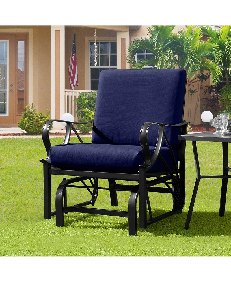 Slickblue Patio Glider Rocking Chair with Thick Cushion and Curved Armrest