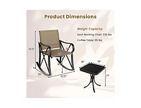 3 Piece Patio Rocking Set with Smooth Motion Outdoor Rocker Chair Bistro