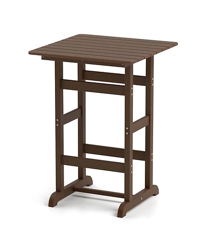 Square Bar Table Dining with Slatted Tabletop for Poolside