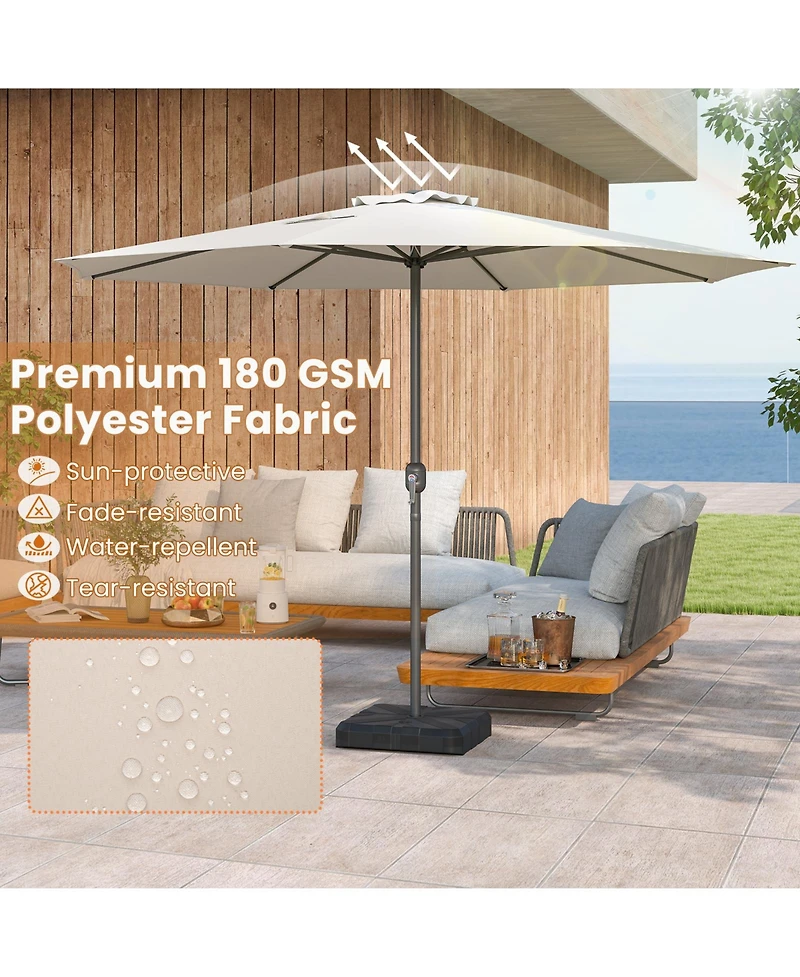 Patio Umbrella with Crank Handle and 8 Sturdy Ribs for Outdoor Shade