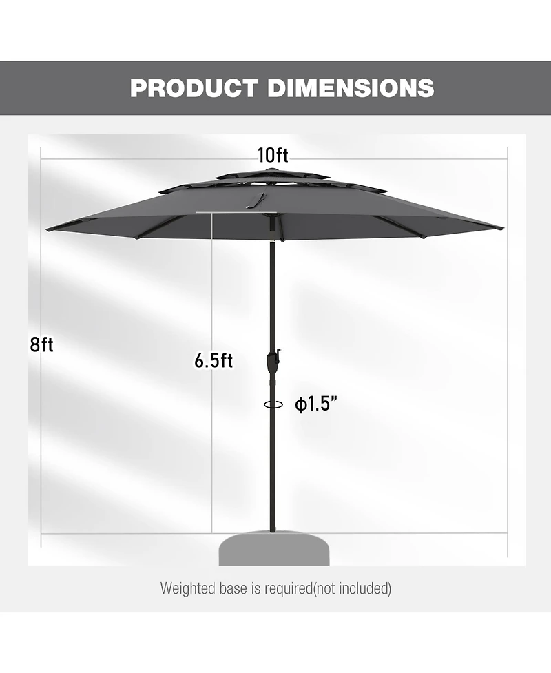 3-tier Vented Patio Umbrella with Push Button Tilt