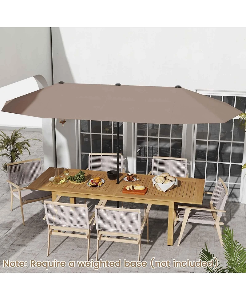 Extra Wide Patio Market Umbrella Double-Sided with Crank for Outdoor Tables