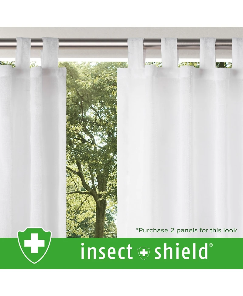 Awesome Home Insect Shield Leno Stripe Tab Top Curtain Panel