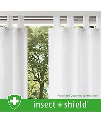 Awesome Home Insect Shield Leno Stripe Tab Top Curtain Panel