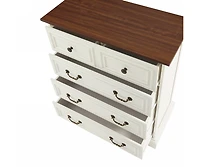 Modern White 5 Drawer Dresser Bathrooom Cabinet Ample Storage Wide Chest of Drawers