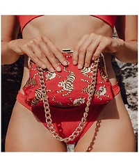 Sumatran Tiger Clutch Bag In Red