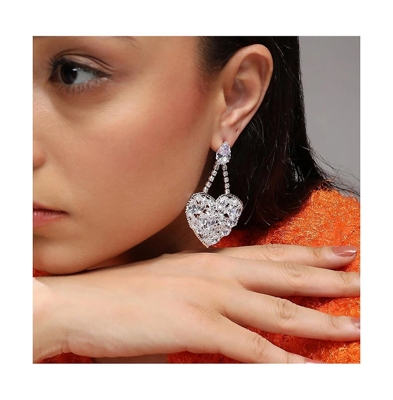 Sohi Women's Heart Drop Earrings
