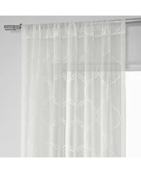 Half Price Drapes Florentina White Embroidered Geometric Sheer Curtain