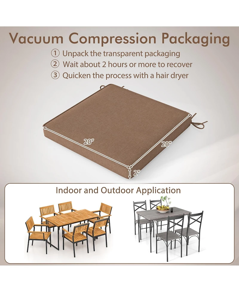 Outdoor Chair Cushion Set of 2 Waterproof Fade-Resistant Olefin Seat Cushions