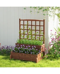 Raised Garden Bed with Trellis 2-tier Planter Box with Drainage Holes