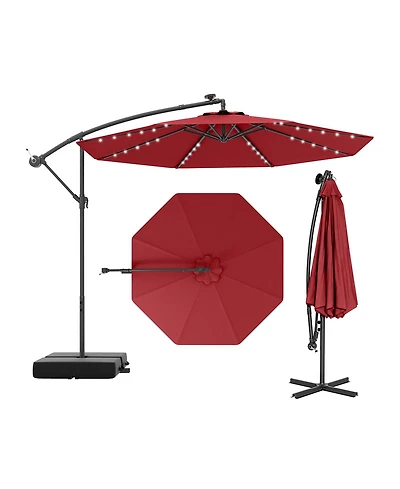 Slickblue Patio Umbrella Offset Cantilever Umbrella with 40 Solar Powered Lights