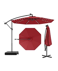 Slickblue Patio Umbrella Offset Cantilever Umbrella with 40 Solar Powered Lights