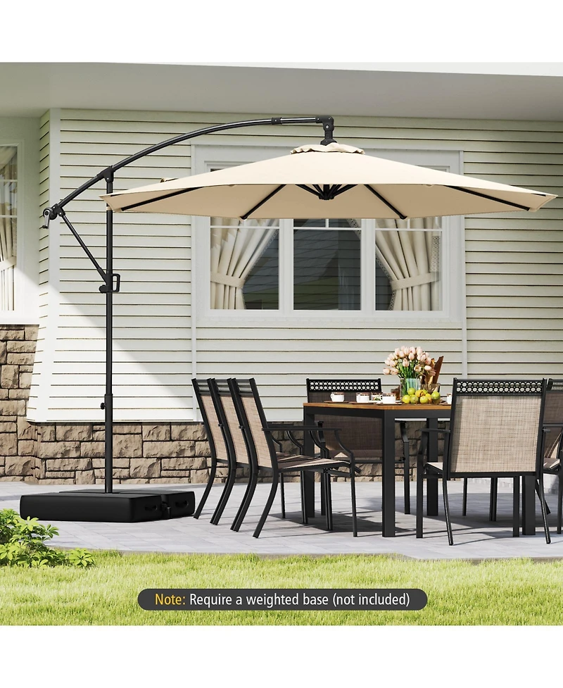 Slickblue Outdoor Hanging Umbrella with Sturdy Base – Offset Cantilever Style for Patio or Garden Use