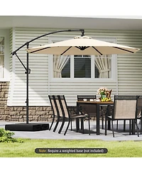 Slickblue Outdoor Hanging Umbrella with Sturdy Base – Offset Cantilever Style for Patio or Garden Use